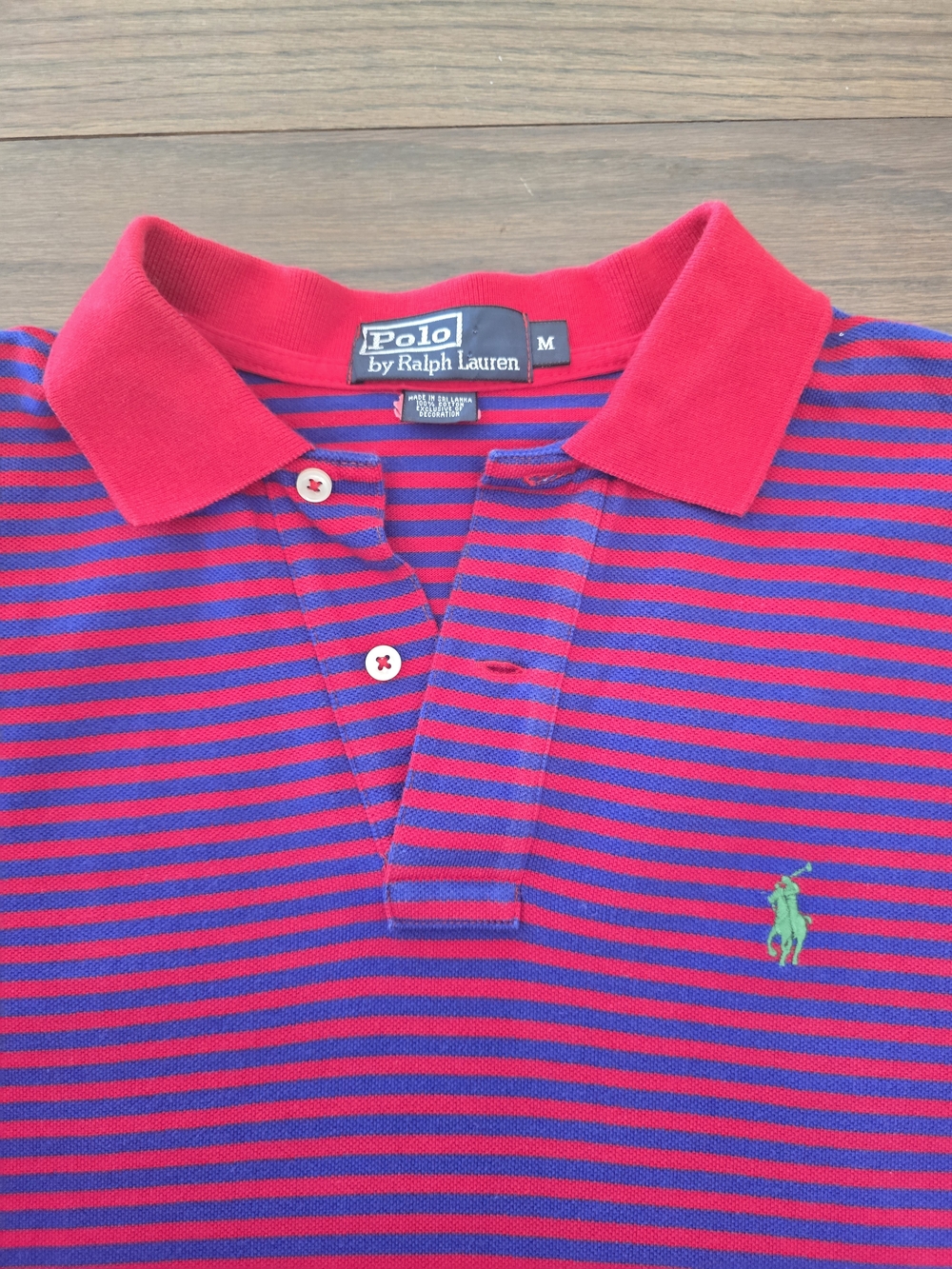 Polo by Ralph Lauren Red & Blue Striped Mens  Polo Size Medium